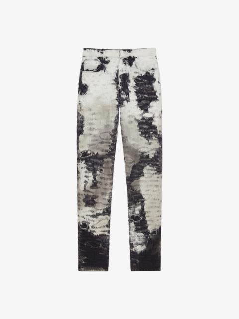 SLIM-FIT JEANS IN PAINTED DESTROYED DENIM