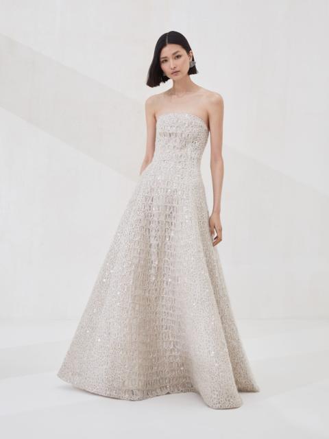 Brunello Cucinelli Dazzling croc embroidery dress in mohair, silk and linen