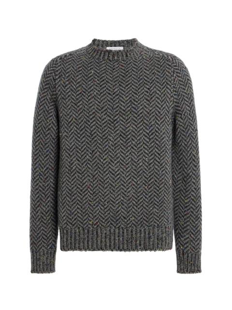 GABRIELA HEARST Sermo Knit Crewneck Sweater in Charcoal Multi Specked Aran Cashmere Herringbone