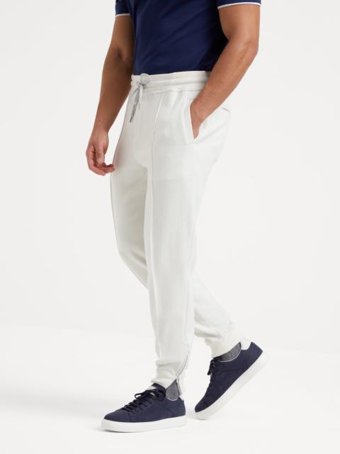 Cashmere and cotton French terry double cloth trousers with Crête detail and elasticated zipper cuff