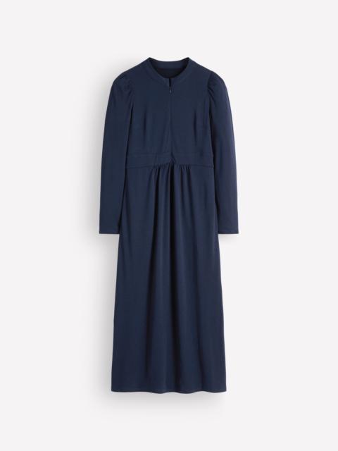 BODEN Hope Zip Detail Jersey Dress-Navy