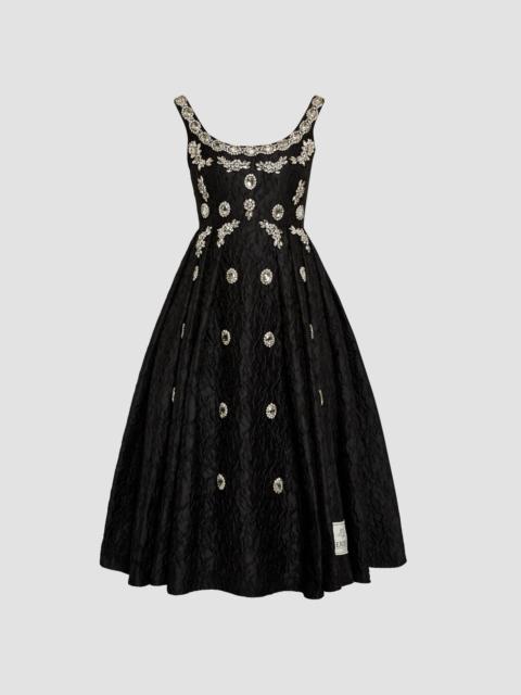 Erdem EMBROIDERED CLOQUE JACQUARD SLEEVELESS MIDI DRESS