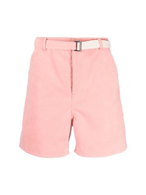belted thigh-length shorts