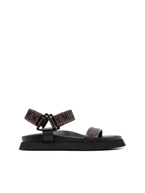 Moschino logo-plaque chunky leather sandals - Black