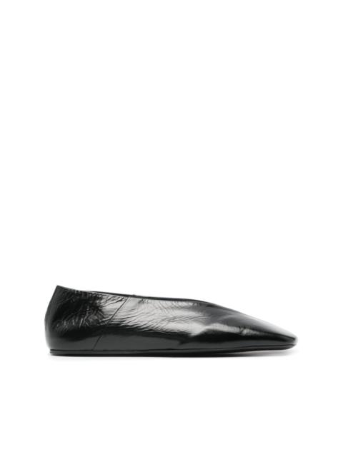 Jil Sander square-toe leather ballerina shoes