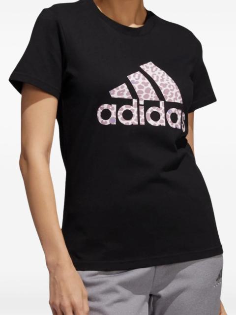 adidas leopard-print logo T-shirt