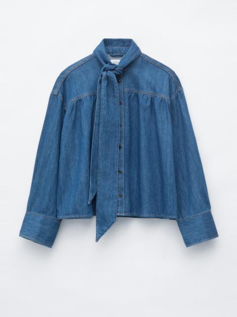 & Other Stories Scarf-Collar Denim Shirt