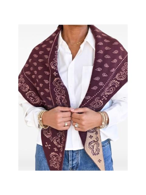 GUEST IN RESIDENCE paisley-print leather-trimmed scarf