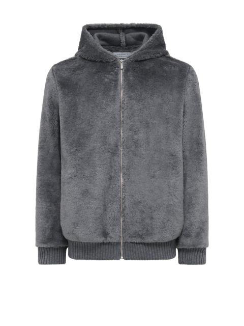 GABRIELA HEARST Tom Hoody Jacket in Dark Grey Virgin Wool Silk Cashmere Fur
