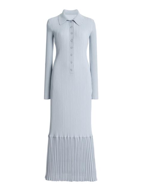 Luiza Ribbed-Knit Midi Dress blue