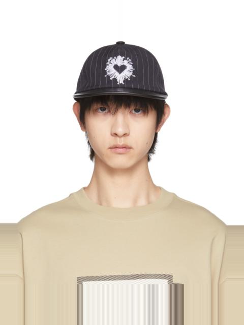 We11done Navy Heart Embroidery Stripe Cap