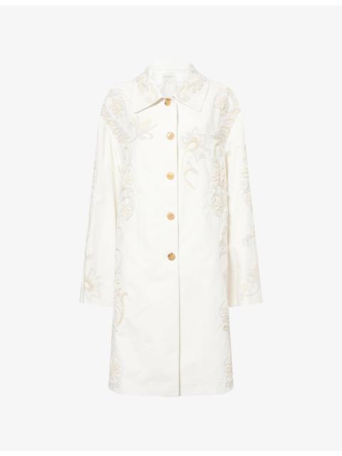Dries Van Noten Rondero Embroidered Cotton-Canvas Coat