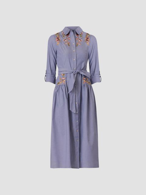 Shoshanna Women's Caldwell Embroidered Pinstriped Shirtdress - Lapis Multi
