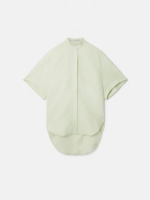 Linen-Cotton Oversized Collarless Shirt