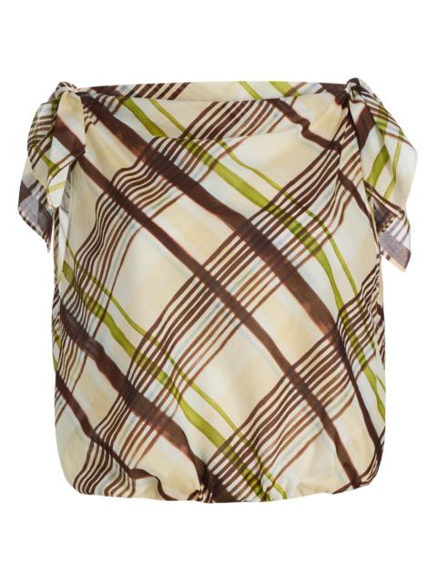 A.L.C. A. L.C. Women's Dylan Knotted-Sleeve Plaid Cotton Top - Butter Ganache