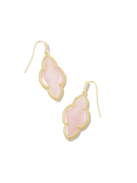 KENDRA SCOTT Abbie Gold Drop Earrings in Rose Quartz