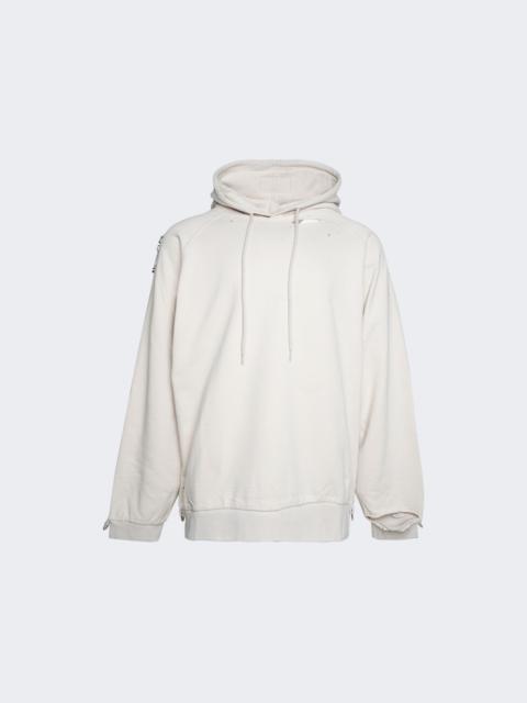 Raf Simons Washed Big Fit Hoodie with Clasps and Patch Beige