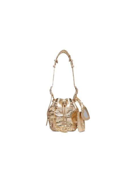 BALENCIAGA le cagole xs bucket bag metallized with rhinestones