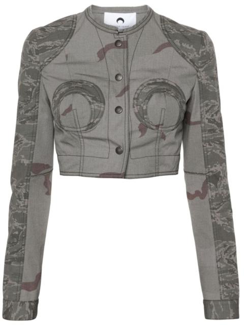 Regenerated cropped camouflage jacket