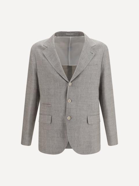 Brunello Cucinelli Deconstructed linen and wool chevron Jacket