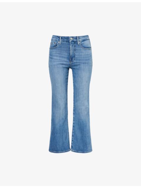 GOOD AMERICAN Good Legs Cropped Mini Boot-Cut Denim Jeans