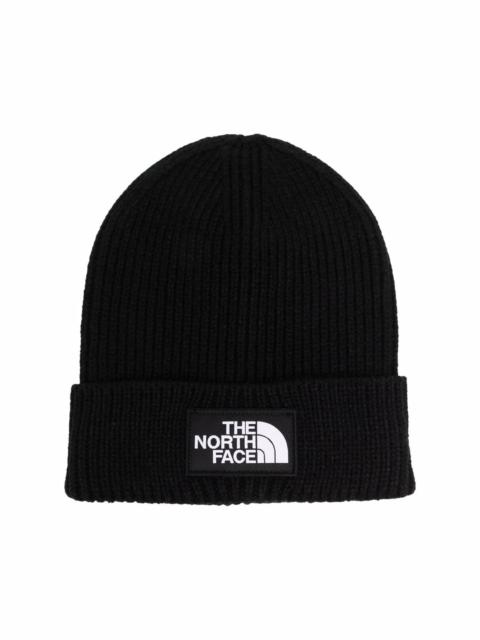 Box logo-patch ribbed beanie