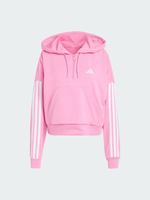 adidas Essentials 3-Stripes French Terry Quarter-Zip Hoodie