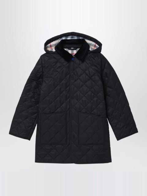 Black quilted jacket with hood