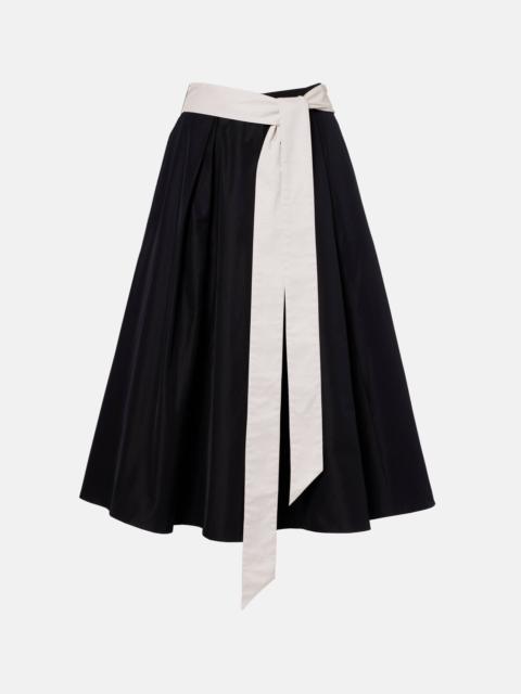 Baschi pleated cotton-blend midi skirt
