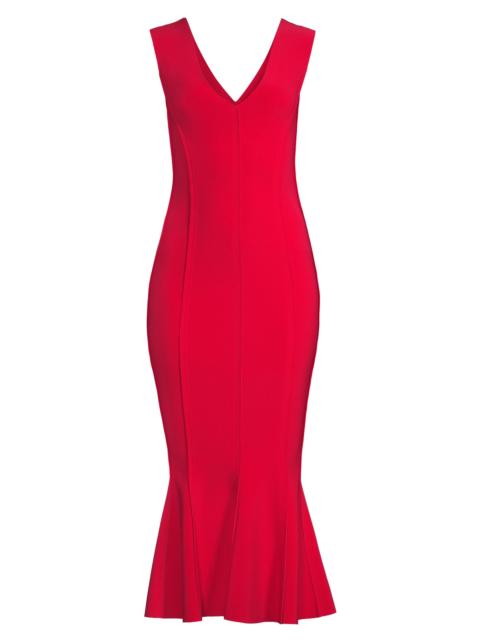 NORMA KAMALI Women's Grace Sleeveless Flounce-Hem Midi-Dress - Red