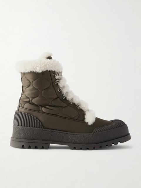 AQUAZZURA Glacier Shearling-lined Quilted Nylon And Leather Ankle Boots
