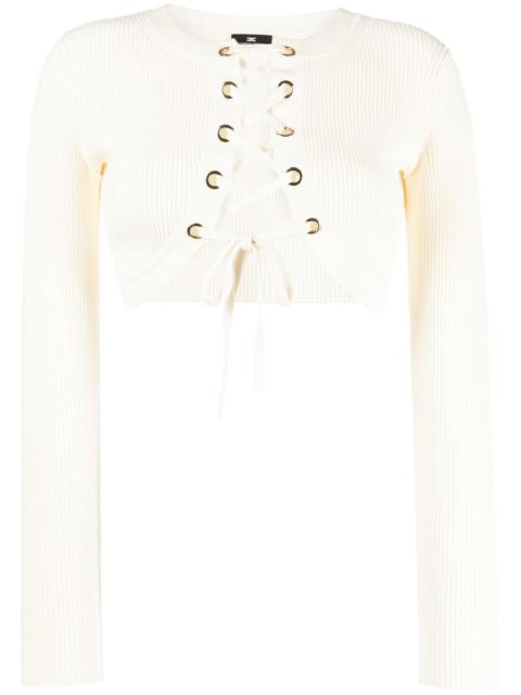ELISABETTA FRANCHI lace-up cropped cardigan