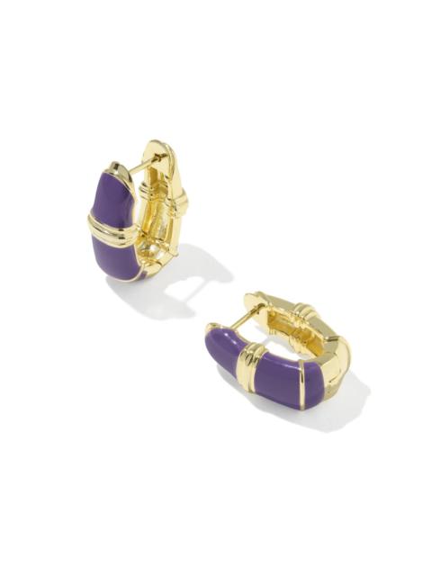 KENDRA SCOTT Courtney Gold Enamel Huggie Earrings