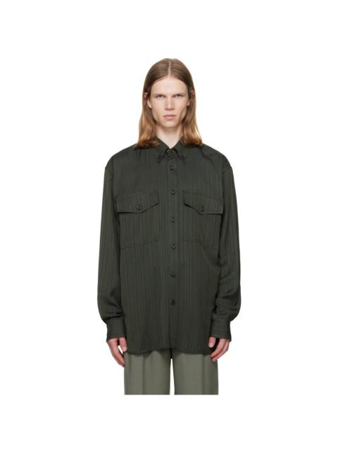Dries Van Noten Green Flap Pocket Twill Shirt
