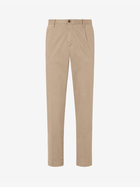 CORNELIANI Beige garment-dyed stretch cotton satin trousers