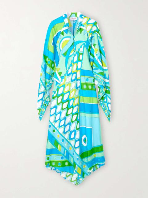 Printed silk-twill kaftan