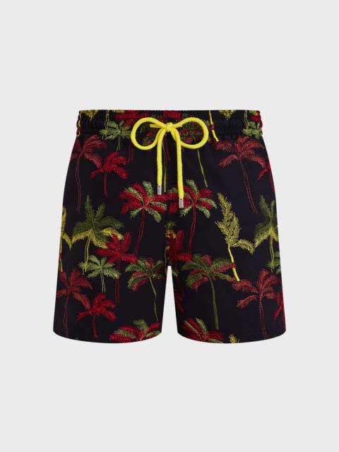 Vilebrequin Men Swim Trunks Embroidered Palm Offset - Limited Edition