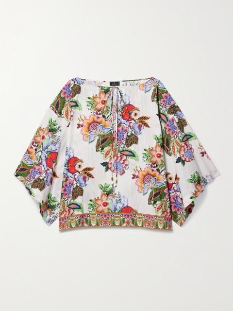 Etro Tie-detailed Floral-print Cotton And Silk-blend Voile Blouse