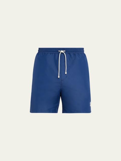 Brunello Cucinelli Men's Solid Swim Trunks with Logo