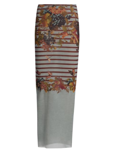 Jean Paul Gaultier Women's Printed Knit Mesh Maxi Skirt - Light Blue Multicolor