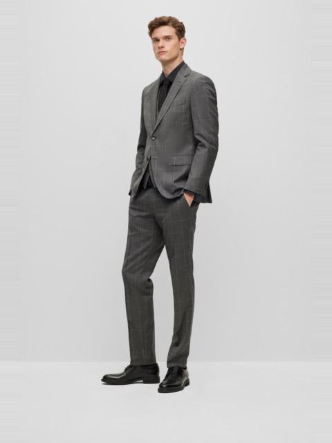BOSS THREE-PIECE REGULAR-FIT SUIT IN CHECKED VIRGIN WOOL