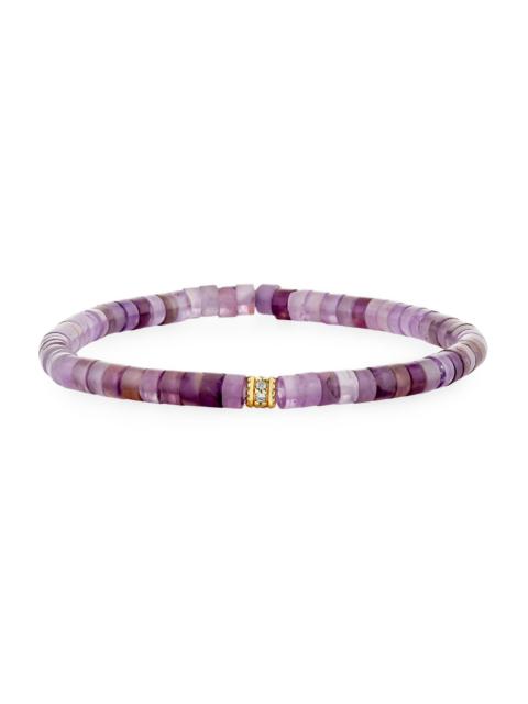 SYDNEY EVAN Women's Under The Sea 14K Yellow Gold, 0.07 TCW Diamond & Amethyst Beaded Stretch Bracelet - Light A
