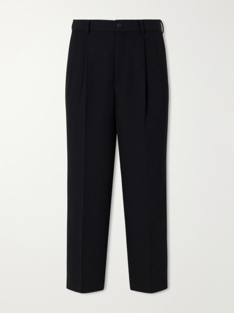 ATON Pleated Tapered Wool-Twill Suit Trousers