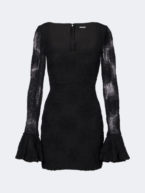 ROTATE Embroidered floral mesh minidress