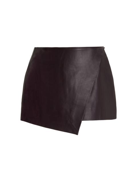 The Frankie Shop Cleo Leather Mini Wrap Skirt purple