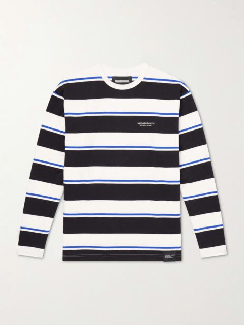 NEIGHBORHOOD Logo-Embroidered Striped Cotton-Jersey Sweater