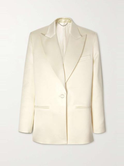 Silk satin-trimmed wool blazer