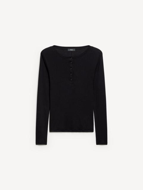 Theory Long-Sleeve Henley Tee in Soft Rib