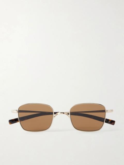 SAINT LAURENT SL 949 Square-Frame Gold-Tone Titanium and Acetate Sunglasses Gold