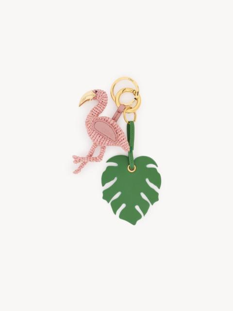 Chloé CHLOÉ SYMBOLS FLAMINGO KEY RING BAG CHARM IN RAFFIA & LEATHER